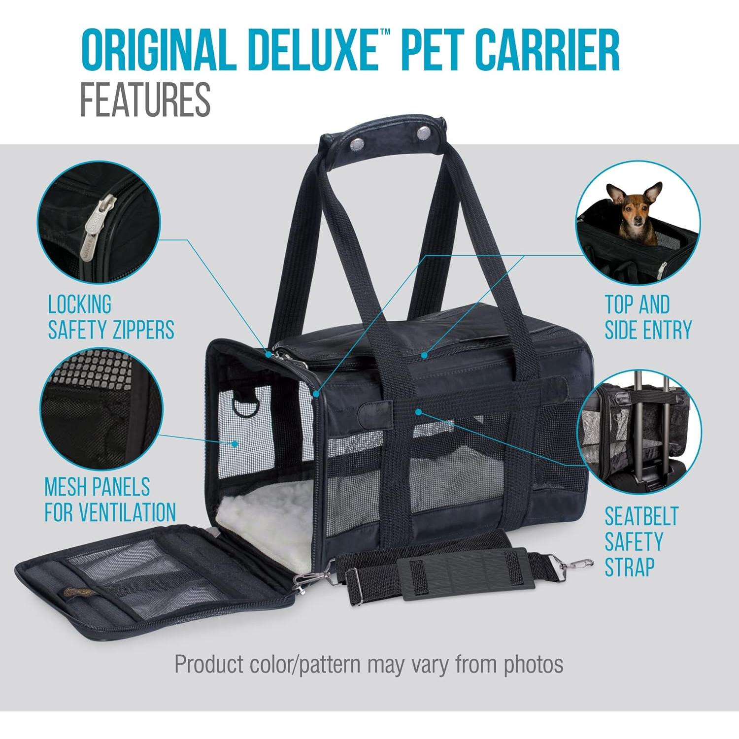 Sherpa Original Deluxe Travel Pet Carrier, Airline Approved - Black, Large