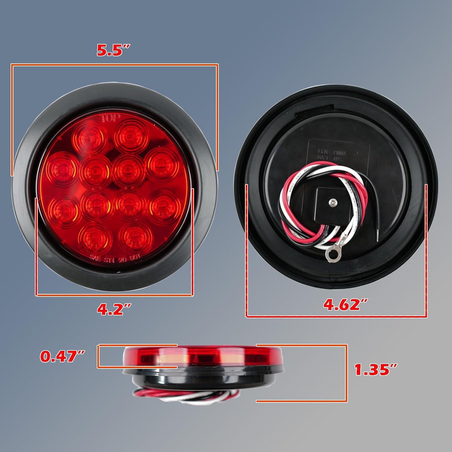 Luz Trasera LED Fouwick 4.2" Roja 12 LEDs IP67 para Remolque