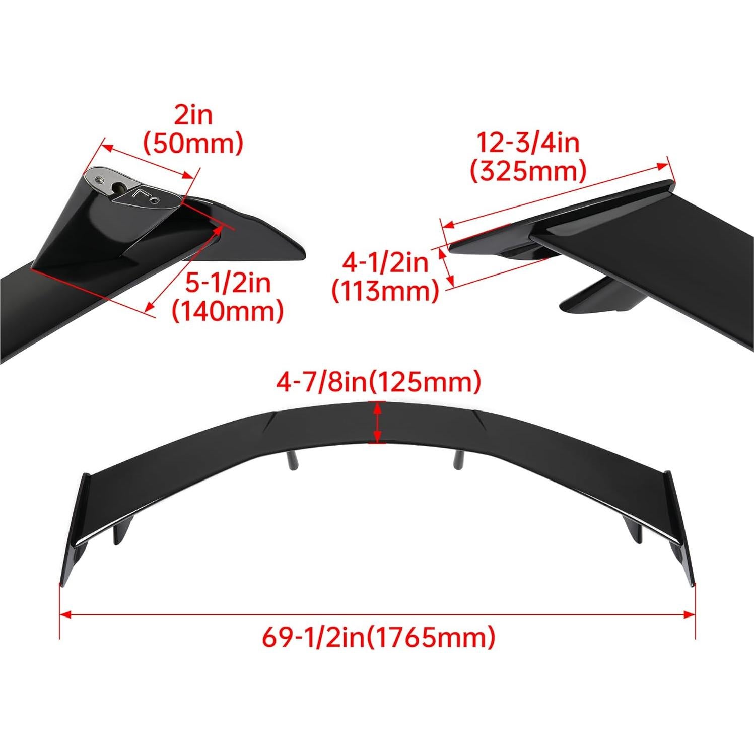 Alerón Trasero HECASA Negro Brillante para Chevrolet Corvette C8 2020-2024