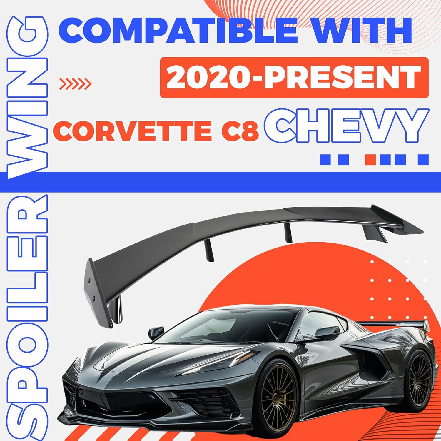 Alerón Trasero HECASA Negro Brillante para Chevrolet Corvette C8 2020-2024