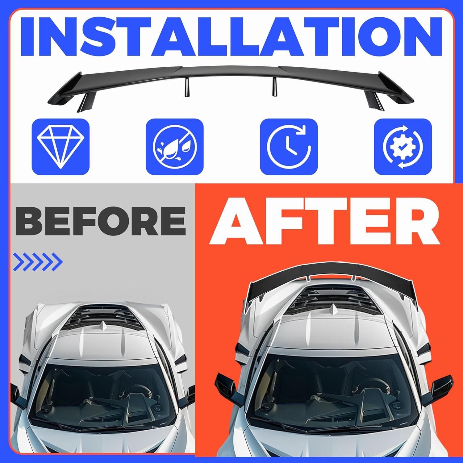 Alerón Trasero HECASA Negro Brillante para Chevrolet Corvette C8 2020-2024