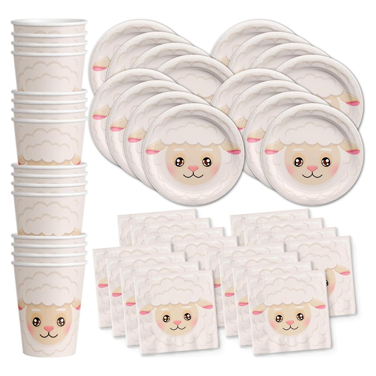 Kit de Vajilla para Fiesta de Cumpleaños Oveja 16 Personas