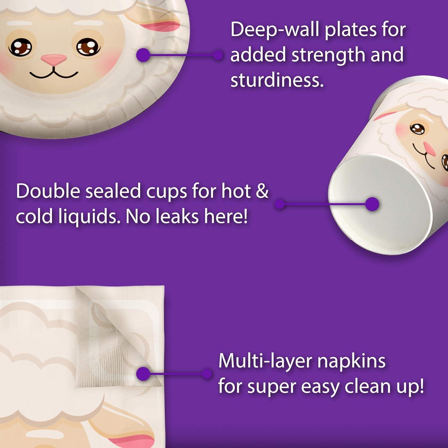 Kit de Vajilla para Fiesta de Cumpleaños Oveja 16 Personas