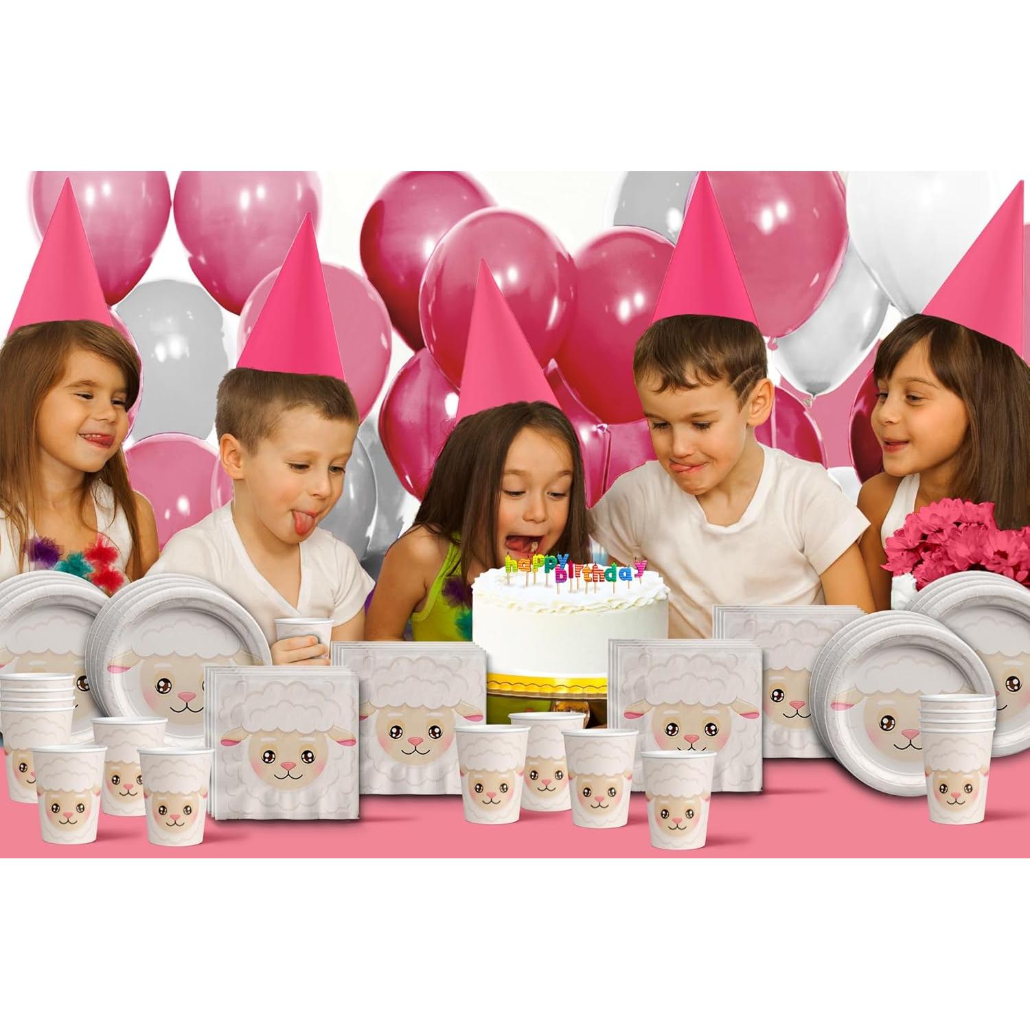 Kit de Vajilla para Fiesta de Cumpleaños Oveja 16 Personas