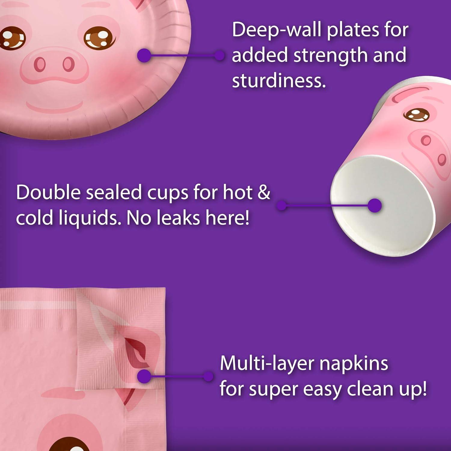 Juego de Vajilla para Fiesta de Cumpleaños Cerdo 16 Personas