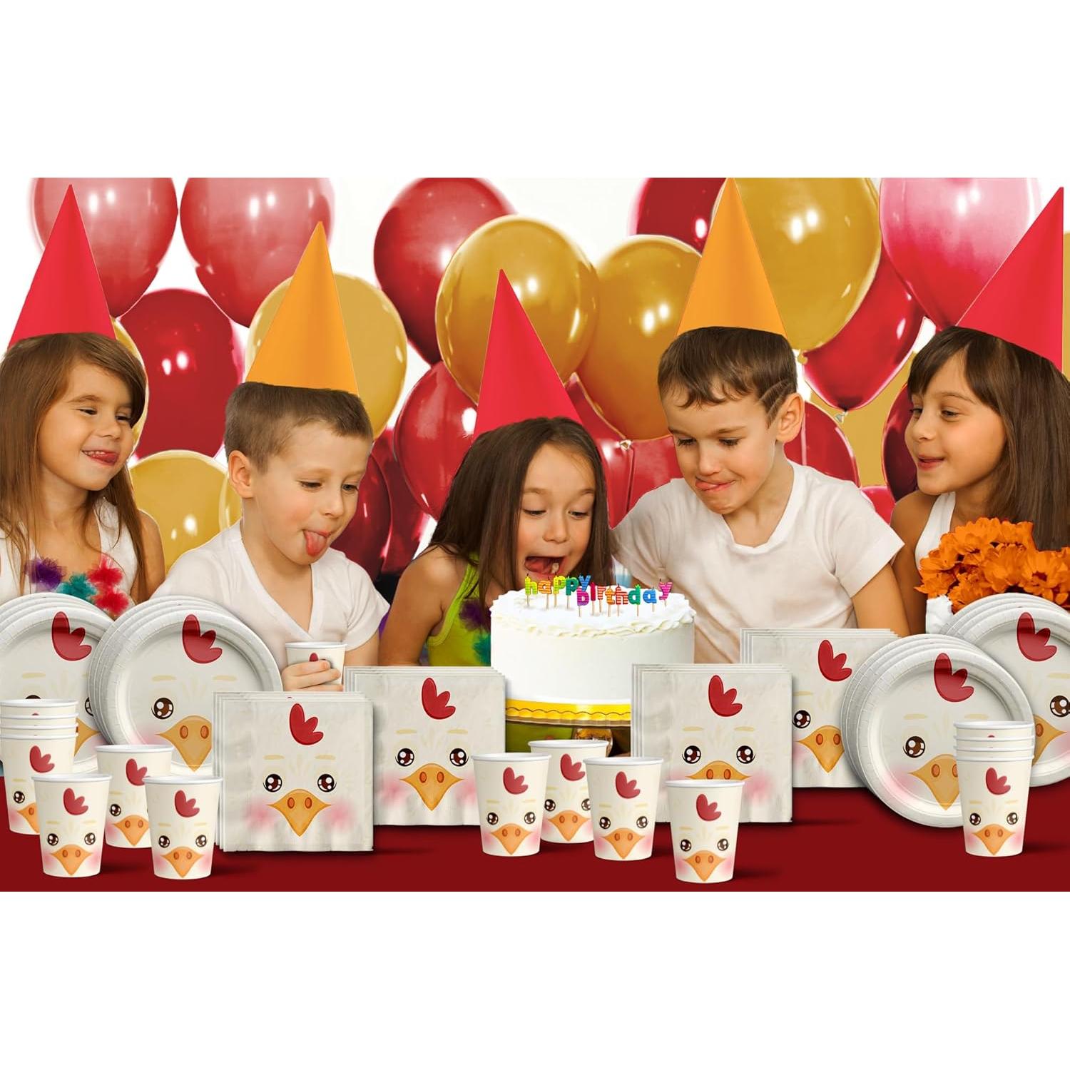 Set de Vajilla para Fiesta de Cumpleaños Pollo 16 Piezas