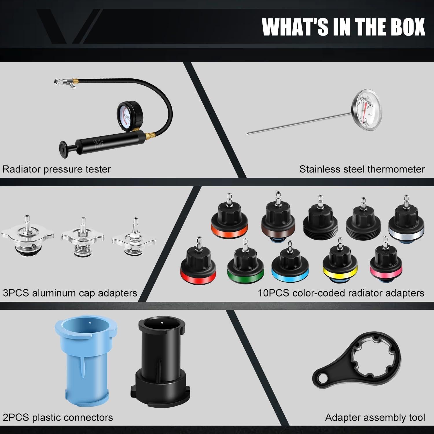 Kit de Prueba de Presión del Radiador ADAFIRST 18PCS