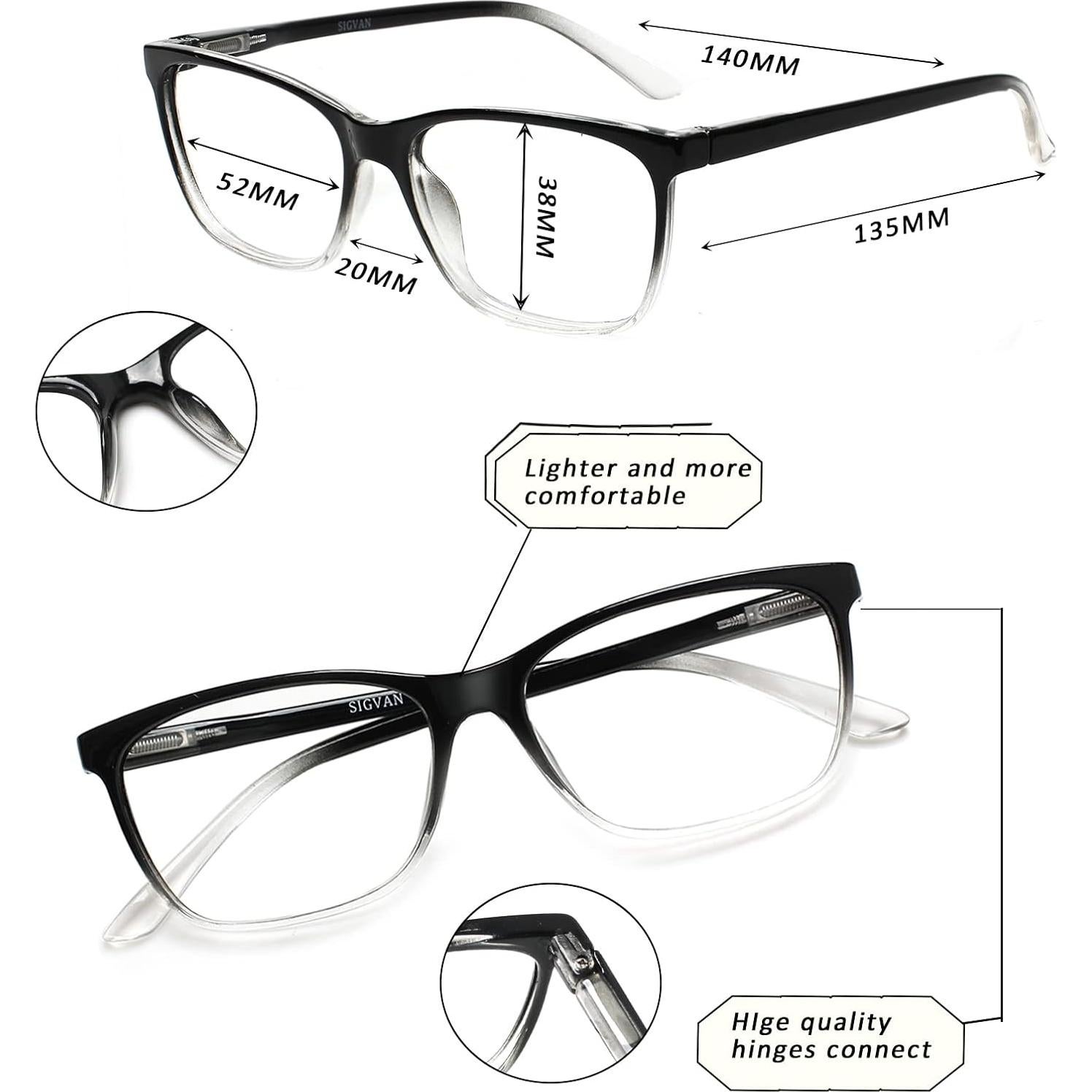 Gafas de lectura SIGVAN 2.5x con bloqueo luz azul y estuche