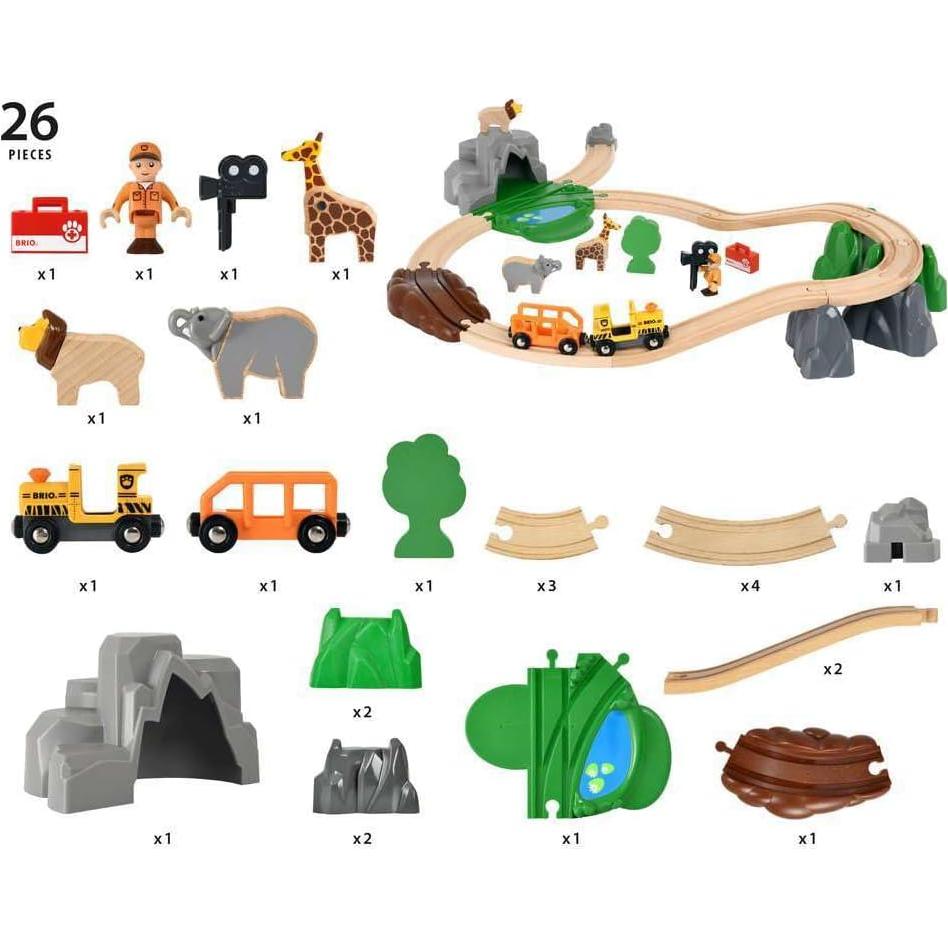 Set de Aventura Safari BRIO World 33960 - 26 Piezas de Madera