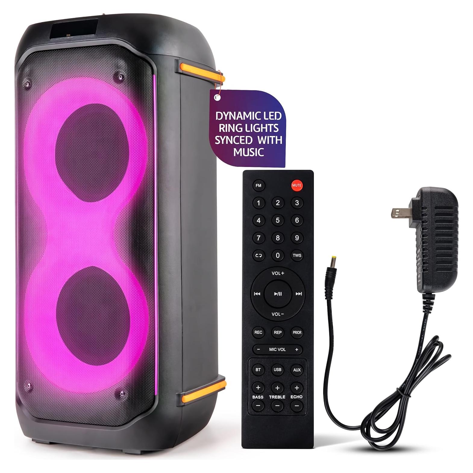 Altavoz PA portátil Pyle Compact BT 160W con karaoke y luces LED