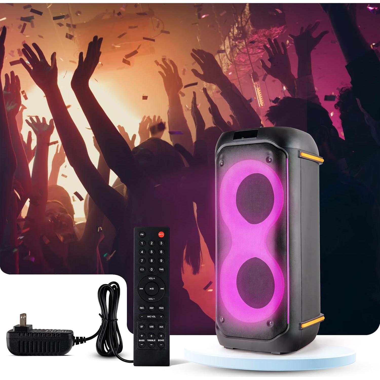 Altavoz PA portátil Pyle Compact BT 160W con karaoke y luces LED
