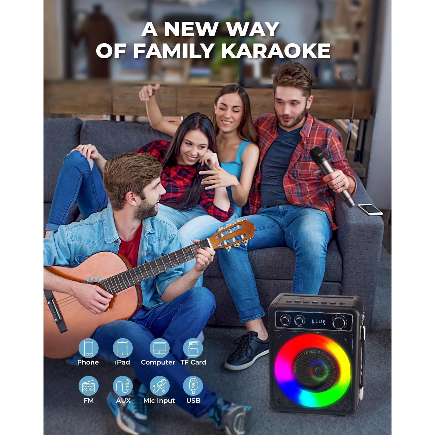 Máquina de Karaoke VOSOCO T-03 con 2 Micrófonos y Luces LED