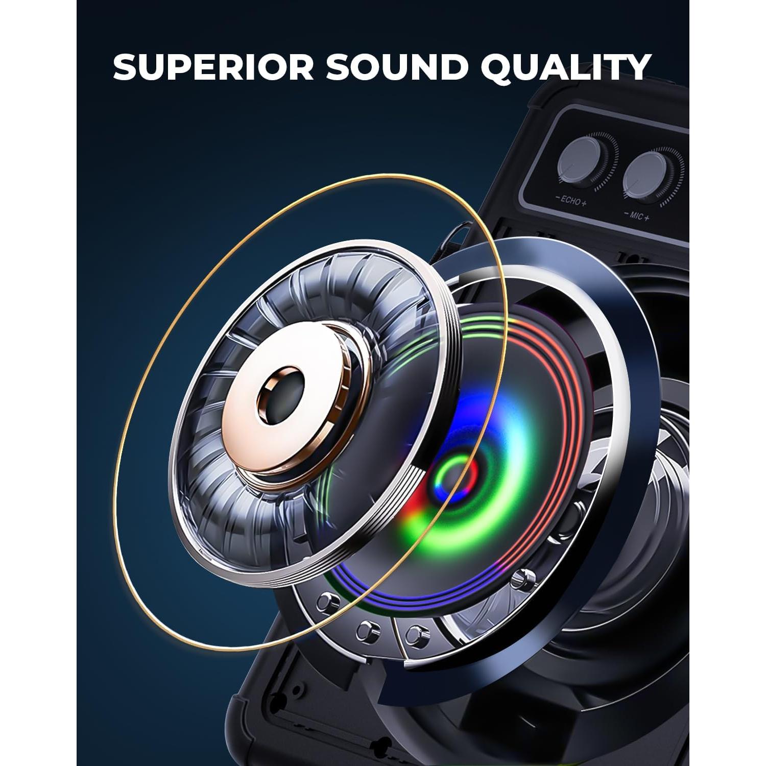 Máquina de Karaoke VOSOCO T-03 con 2 Micrófonos y Luces LED