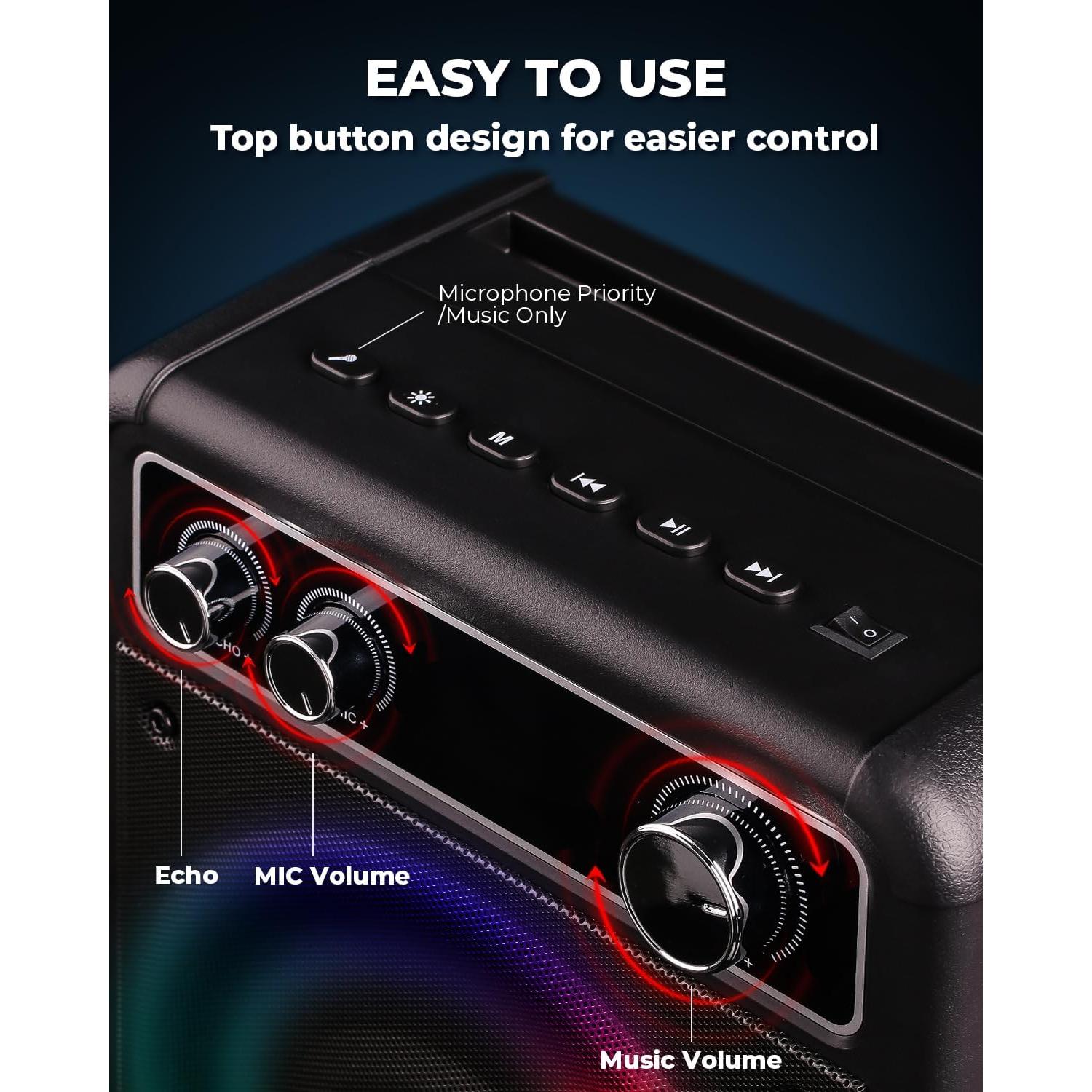 Máquina de Karaoke VOSOCO T-03 con 2 Micrófonos y Luces LED