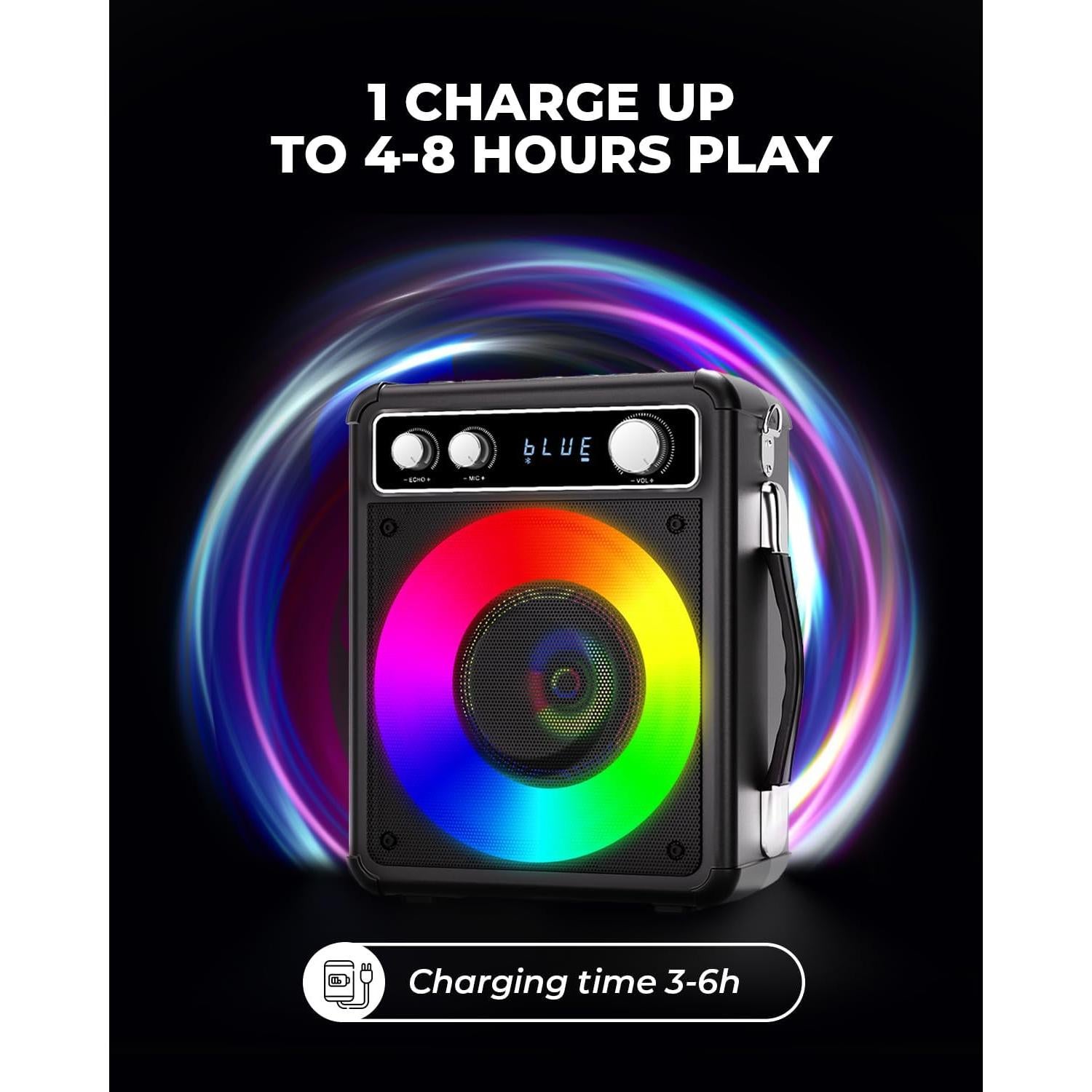 Máquina de Karaoke VOSOCO T-03 con 2 Micrófonos y Luces LED