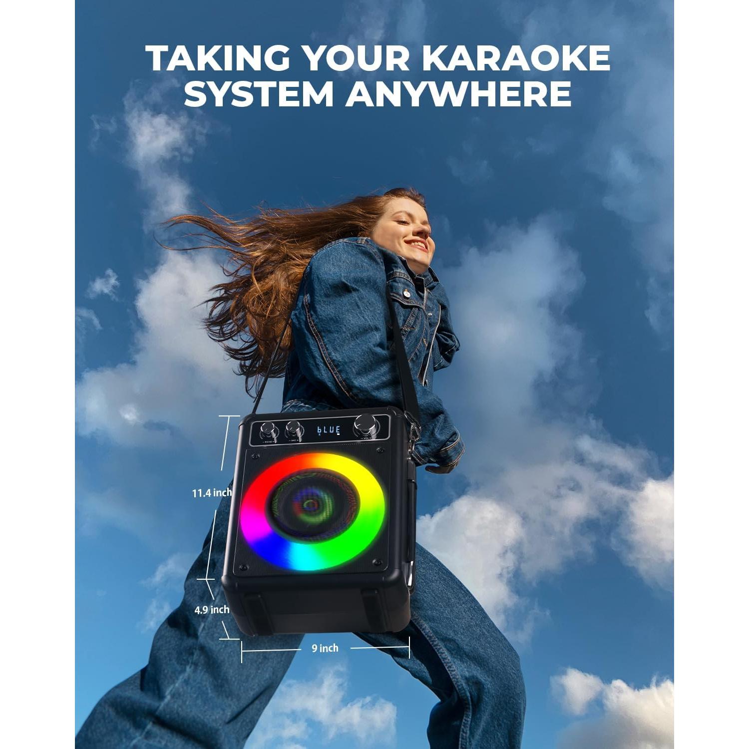 Máquina de Karaoke VOSOCO T-03 con 2 Micrófonos y Luces LED