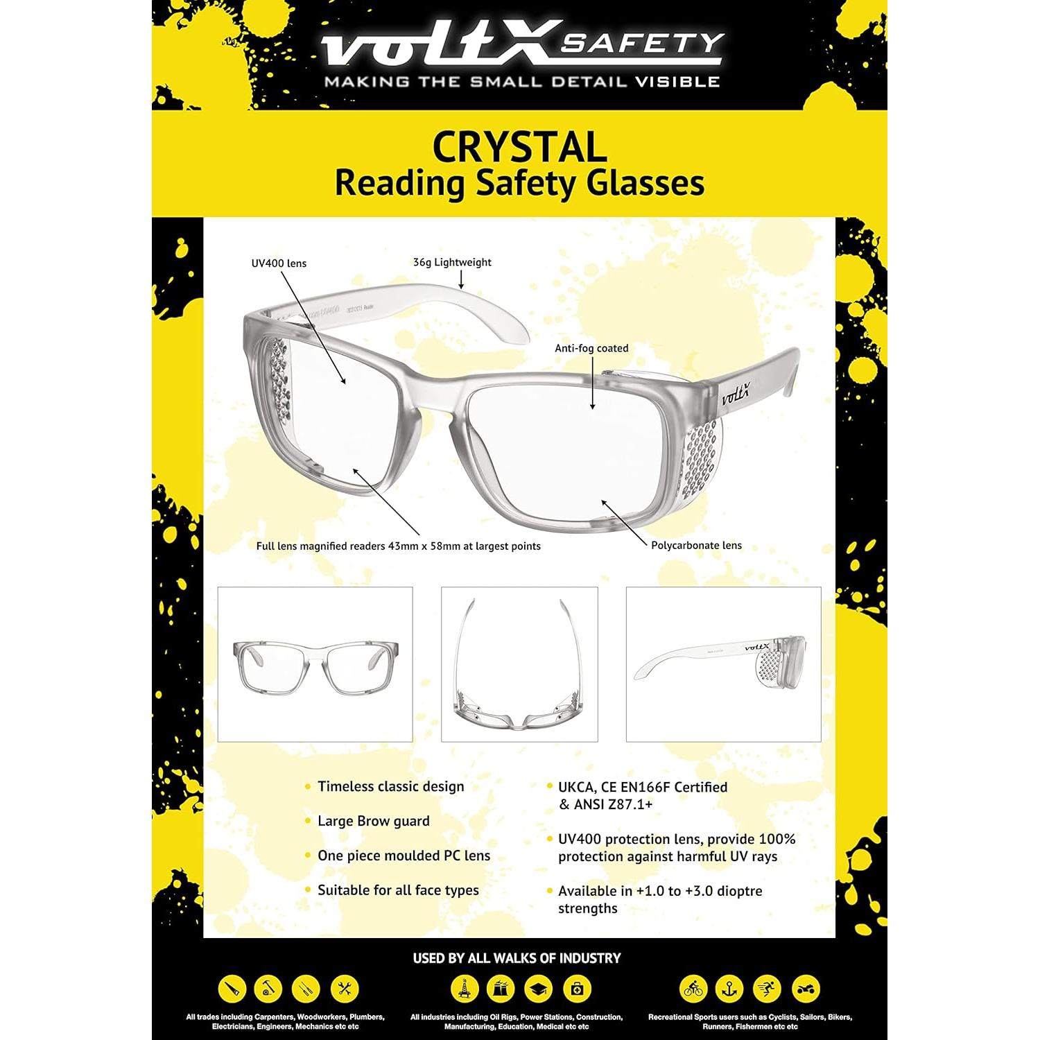 Gafas de Lectura de Seguridad VoltX Crystal +2.0 Dioptrías