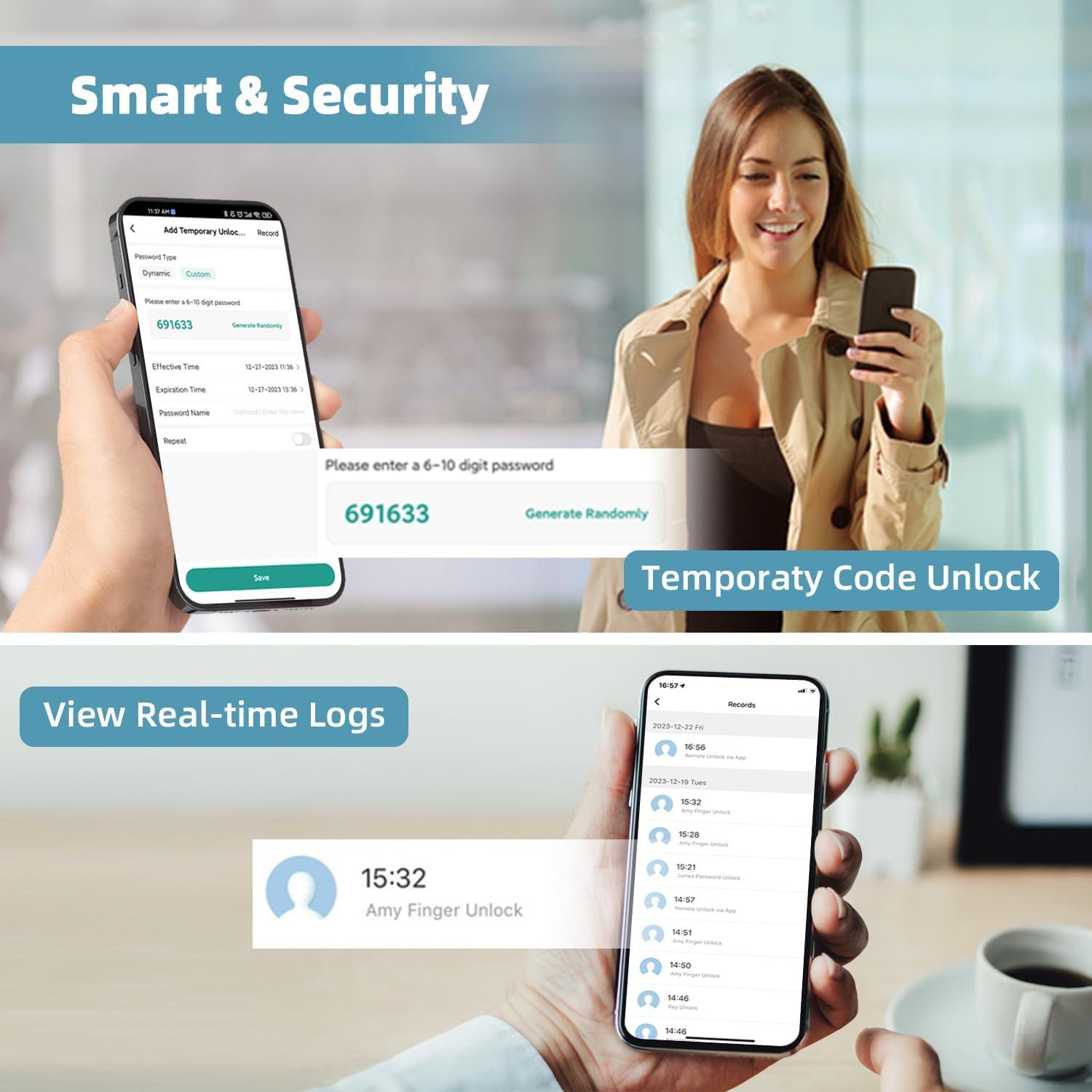 Cerradura de Vidrio Inteligente MSR605 8 en 1 con Huella