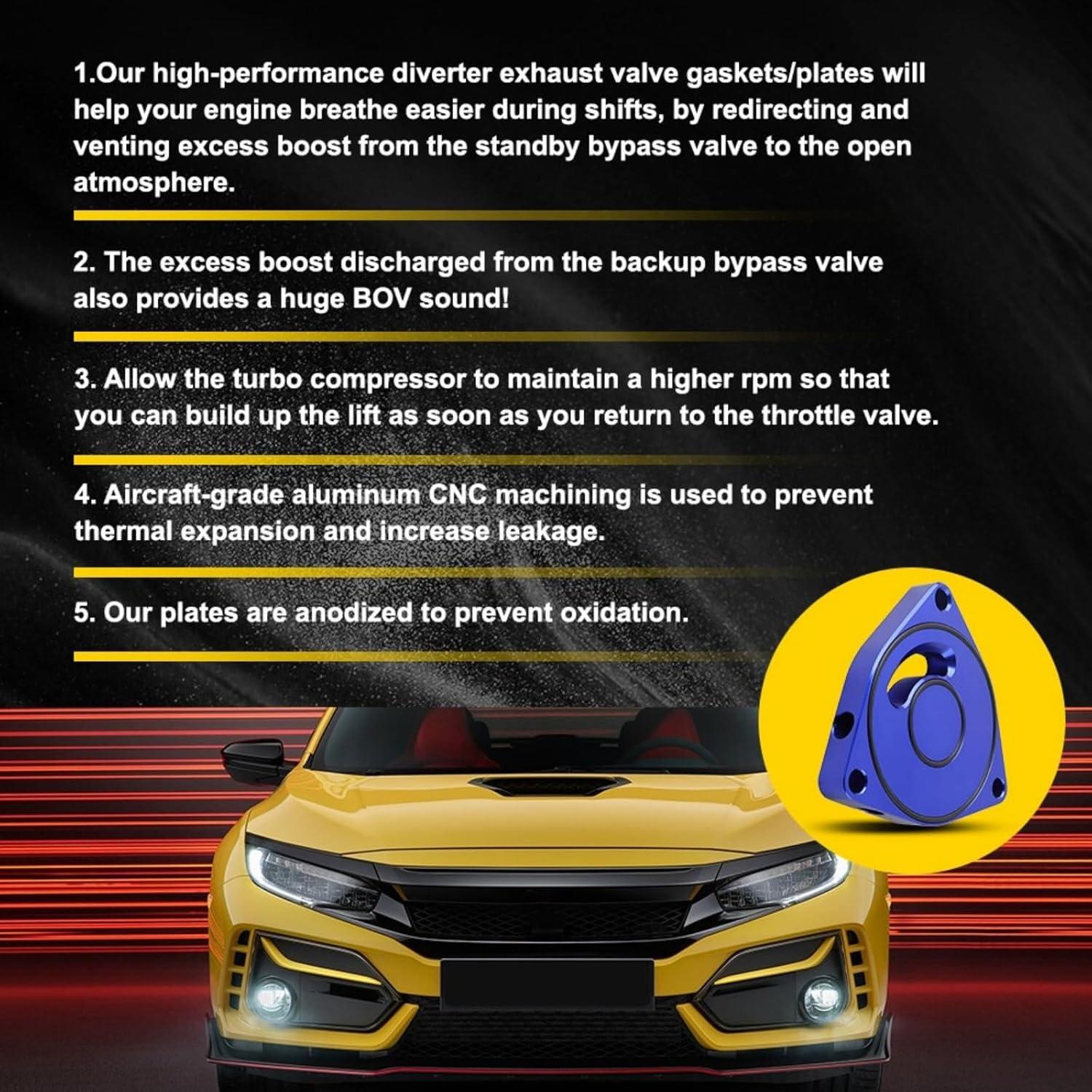 Placa Espaciadora BOV Turbo RselectMet Honda Civic 1.5T Azul