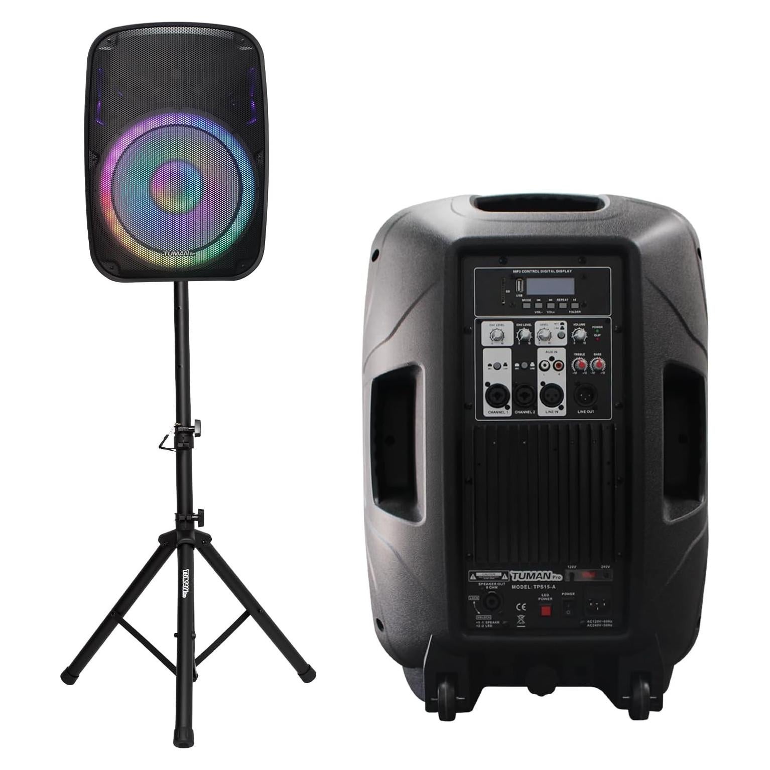 Altavoz PA Amplificado TUMAN Pro 120W Bluetooth 15" LED