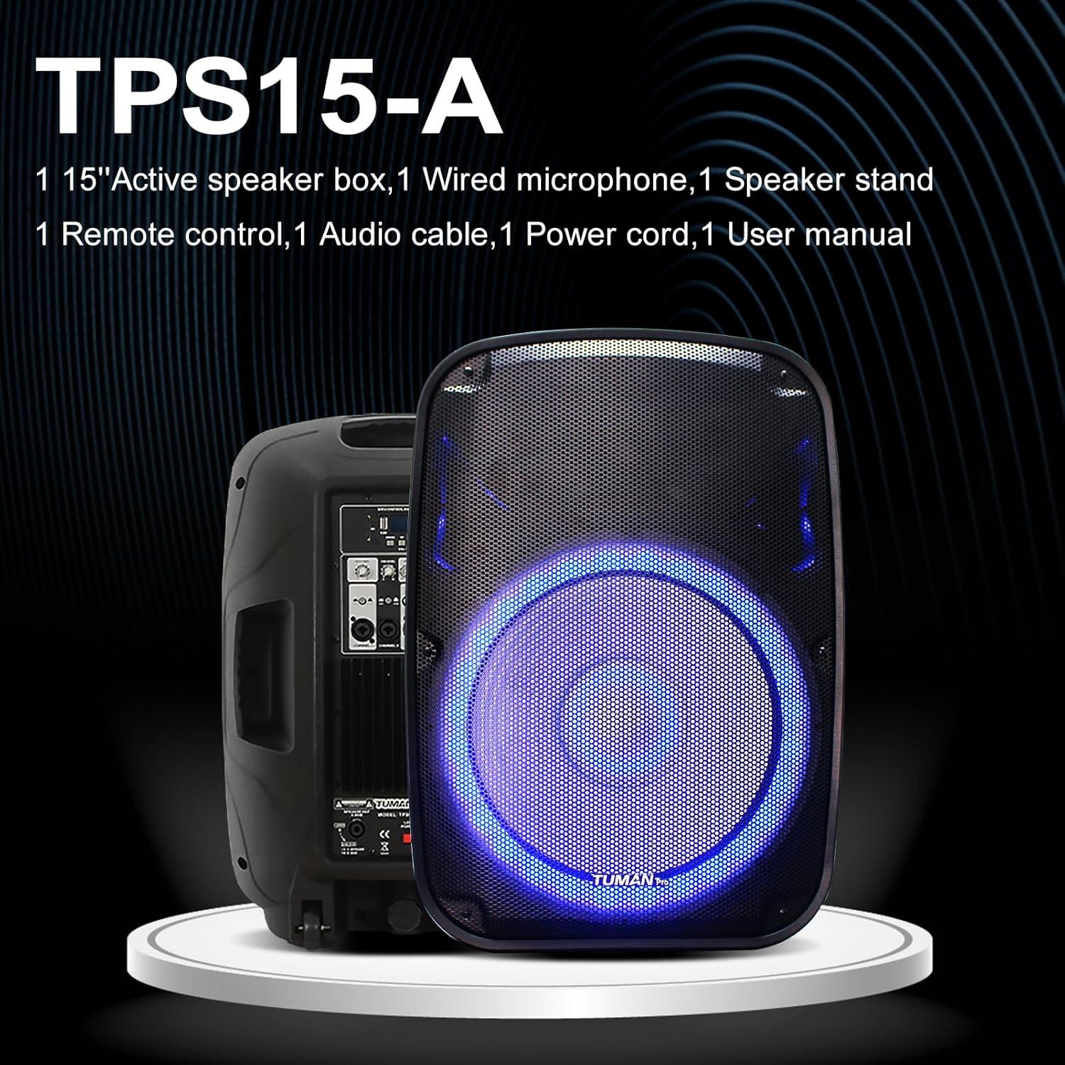 Altavoz PA Amplificado TUMAN Pro 120W Bluetooth 15" LED