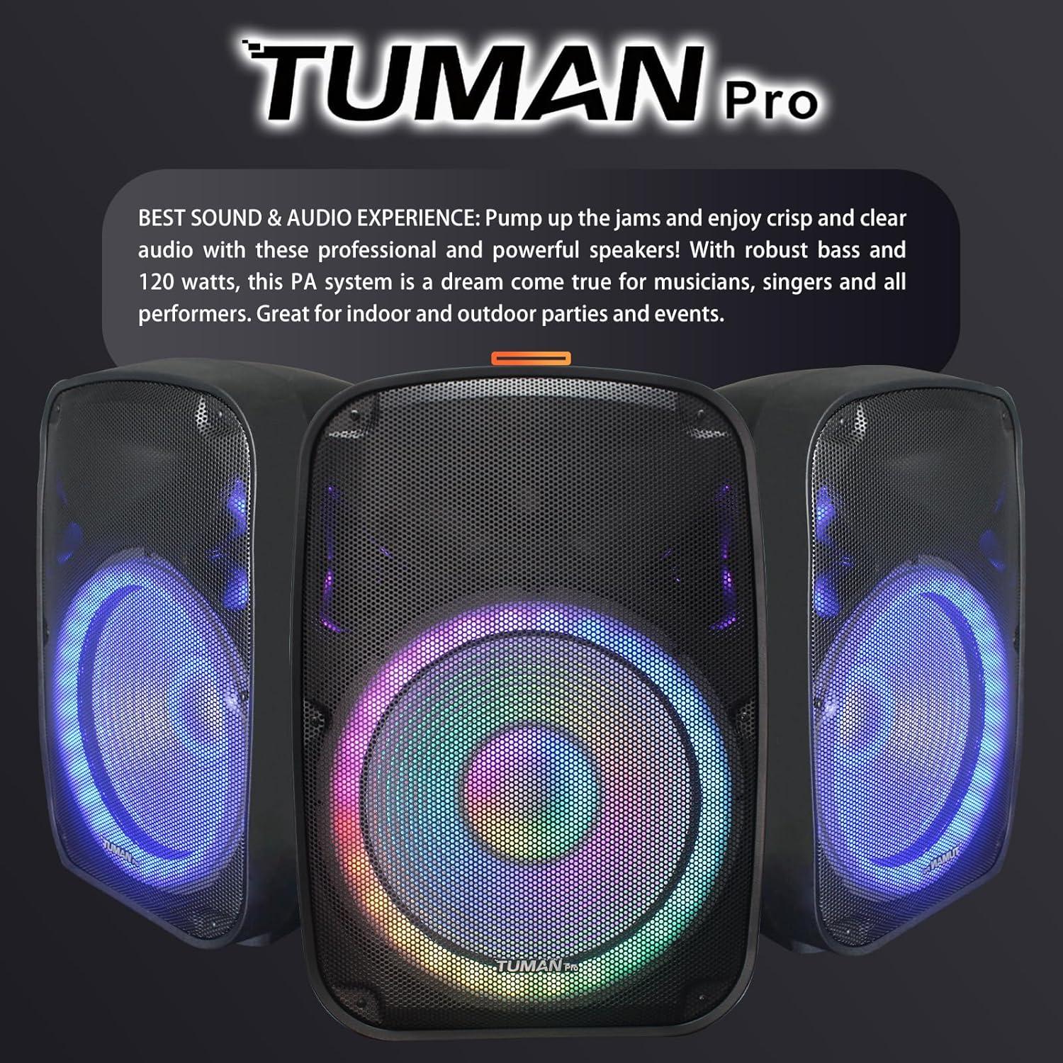 Altavoz PA Amplificado TUMAN Pro 120W Bluetooth 15" LED