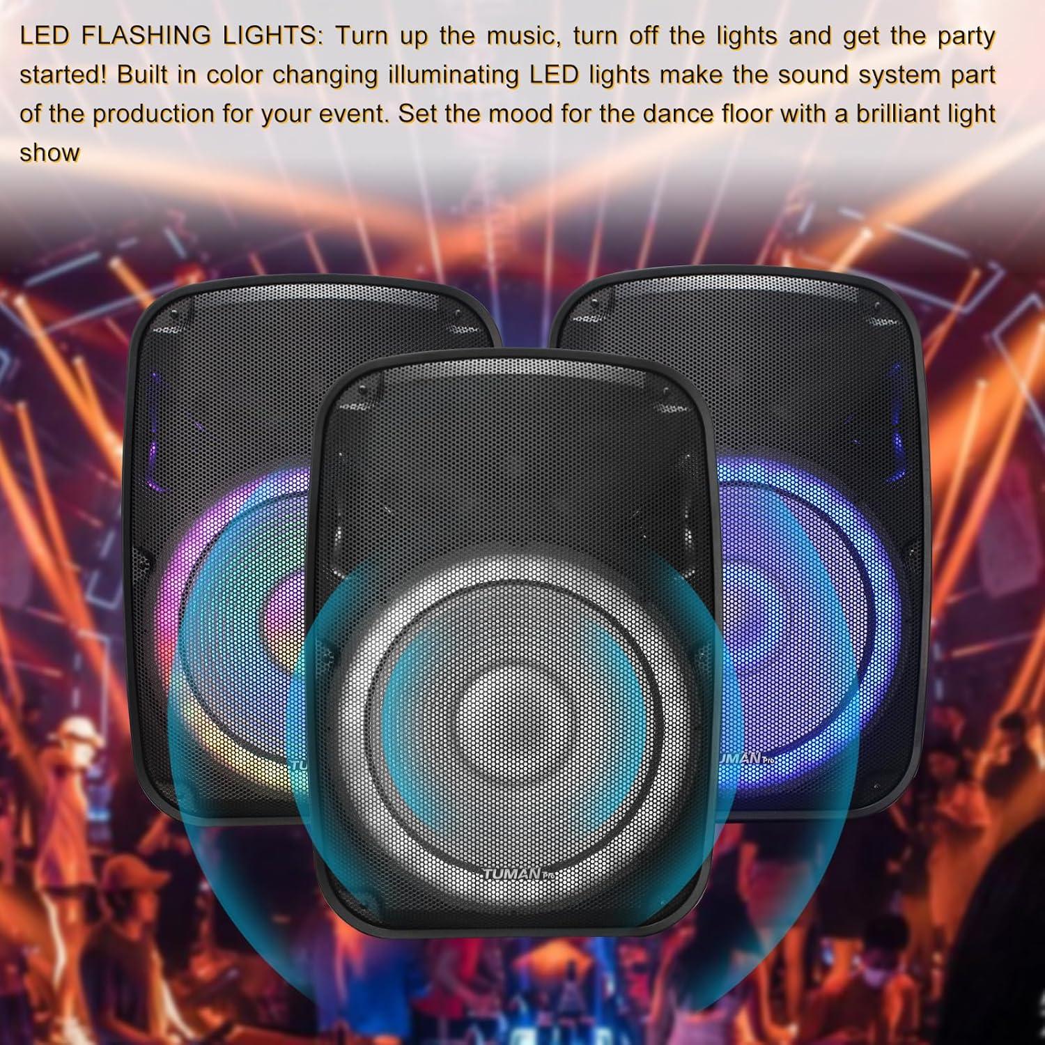 Altavoz PA Amplificado TUMAN Pro 120W Bluetooth 15" LED