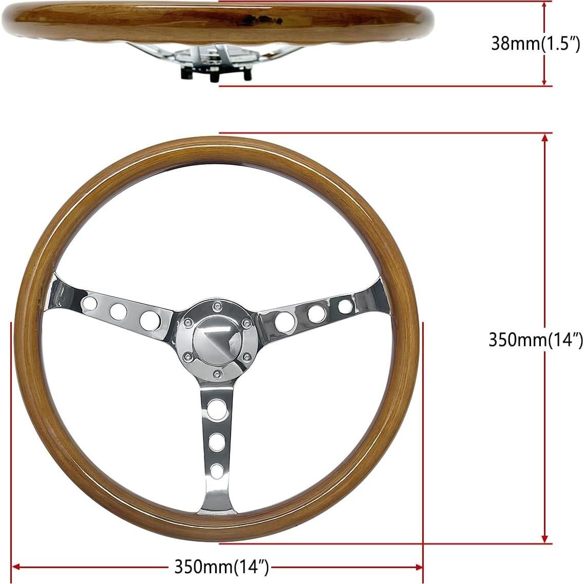 Volante de Madera Hiracing Wood-380 38 cm Ajuste Universal