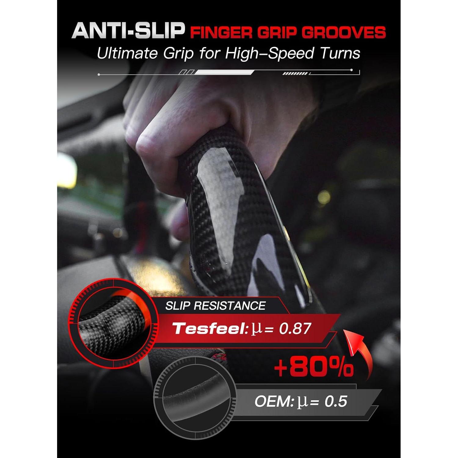 Volante de Fibra de Carbono 3K TESFEEL para Dodge 2011-2014