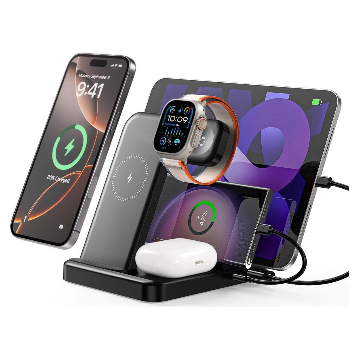 Estación de Carga 5-en-1 Caxdon para iPhone y Apple Watch