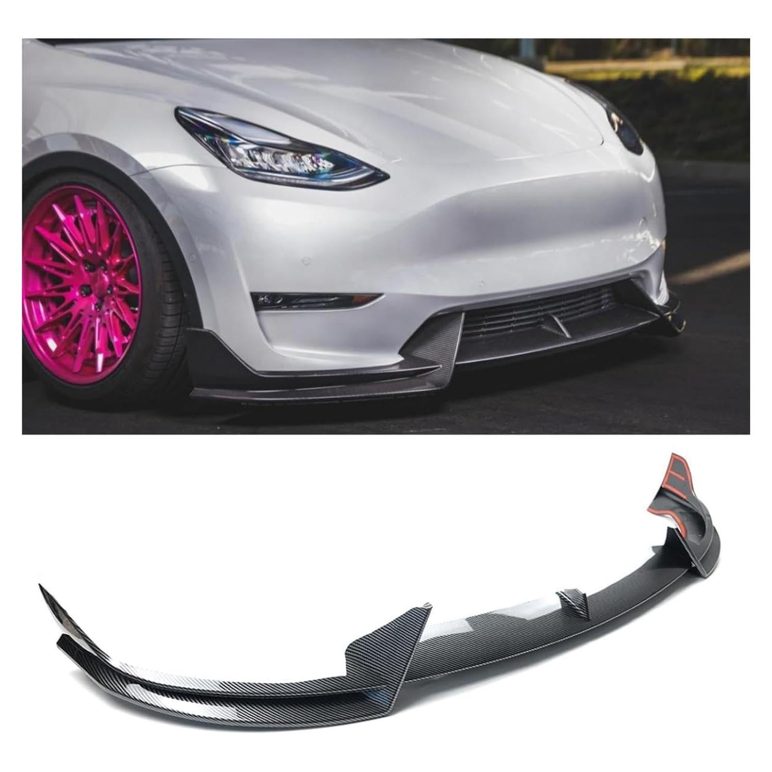 Labio Frontal 3 Piezas ABS para Tesla Model Y 2020-2024 Carbono