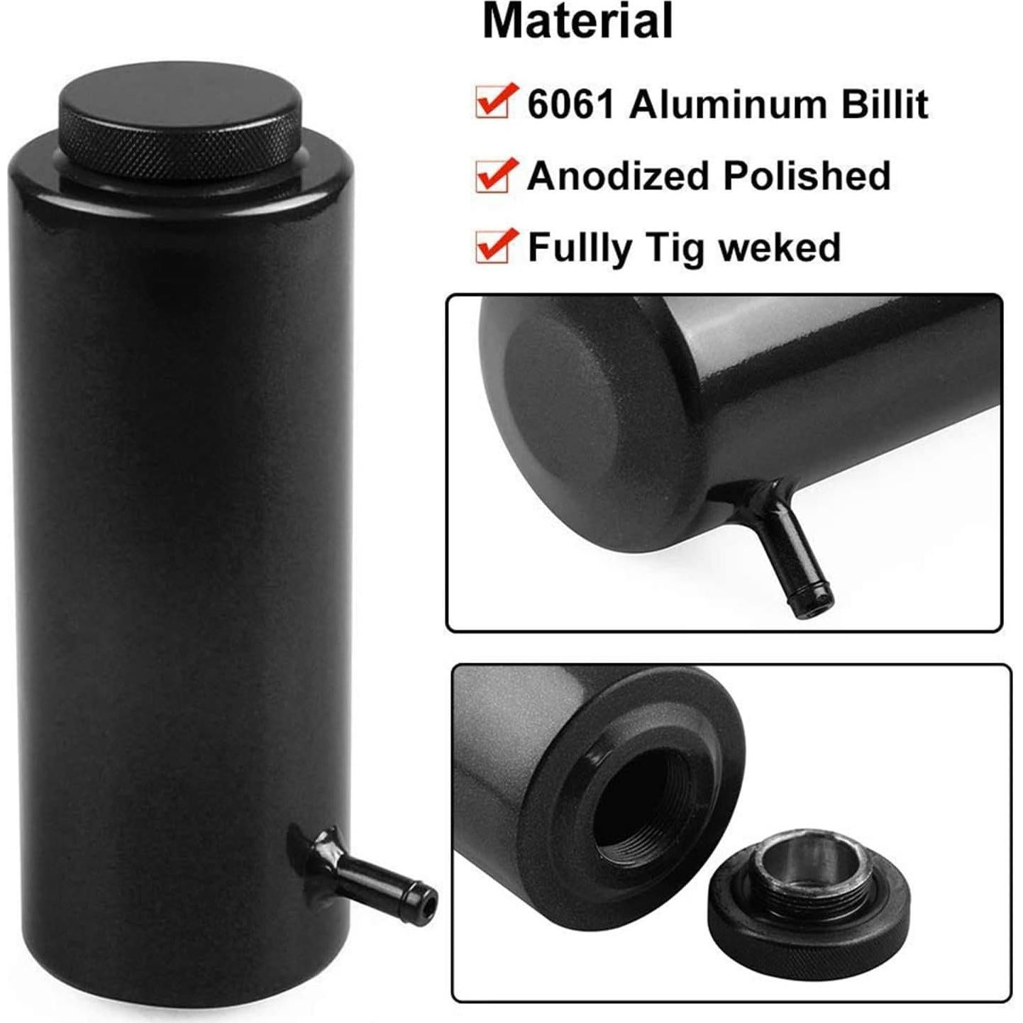 Tanque de Refrigerante Universal RYANSTAR 800ml Aluminio Negro