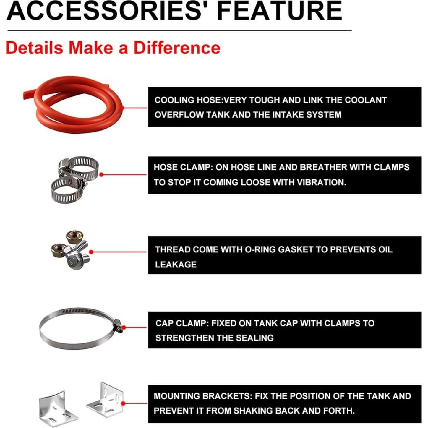 Tanque de Refrigerante Universal RYANSTAR 800ml Aluminio Negro