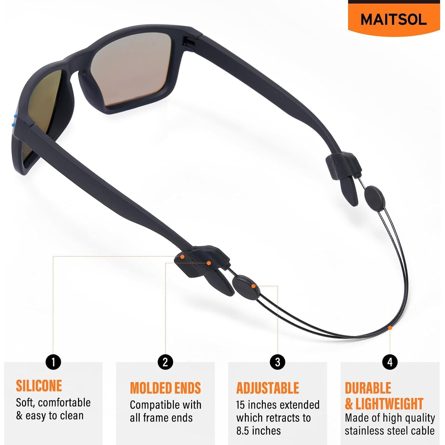 Correa Ajustable para Gafas Maitsol 3 Pcs Negra 38 cm