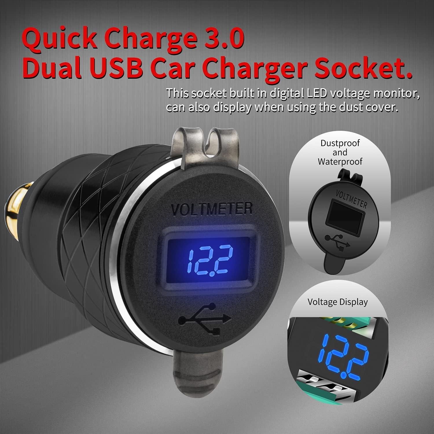 Adaptador Cargador USB Doble DaierTek QC 3.0 para Motocicleta