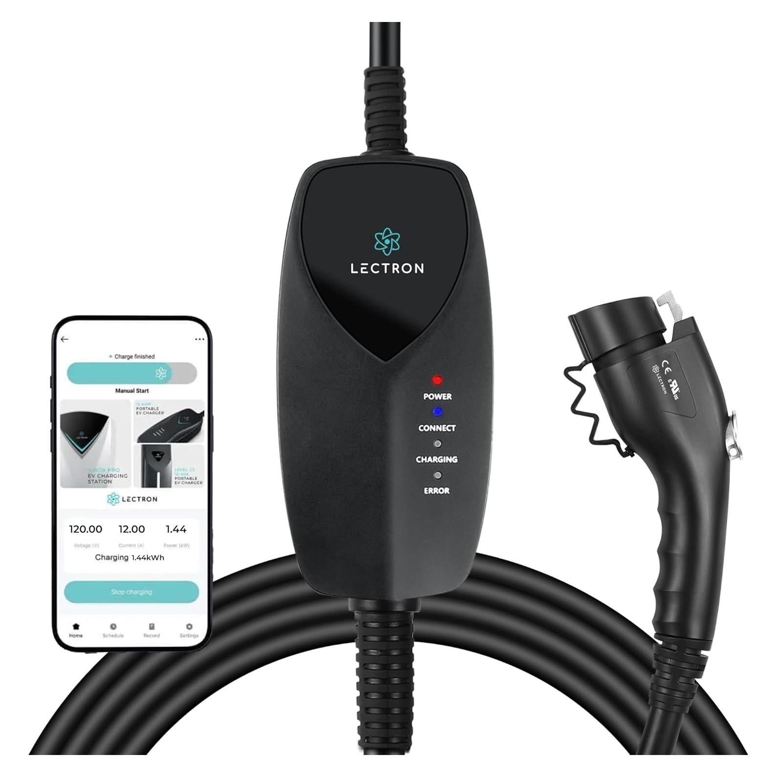 Cargador Portátil Lectron J1772 Nivel 1 12A 120V con App WiFi