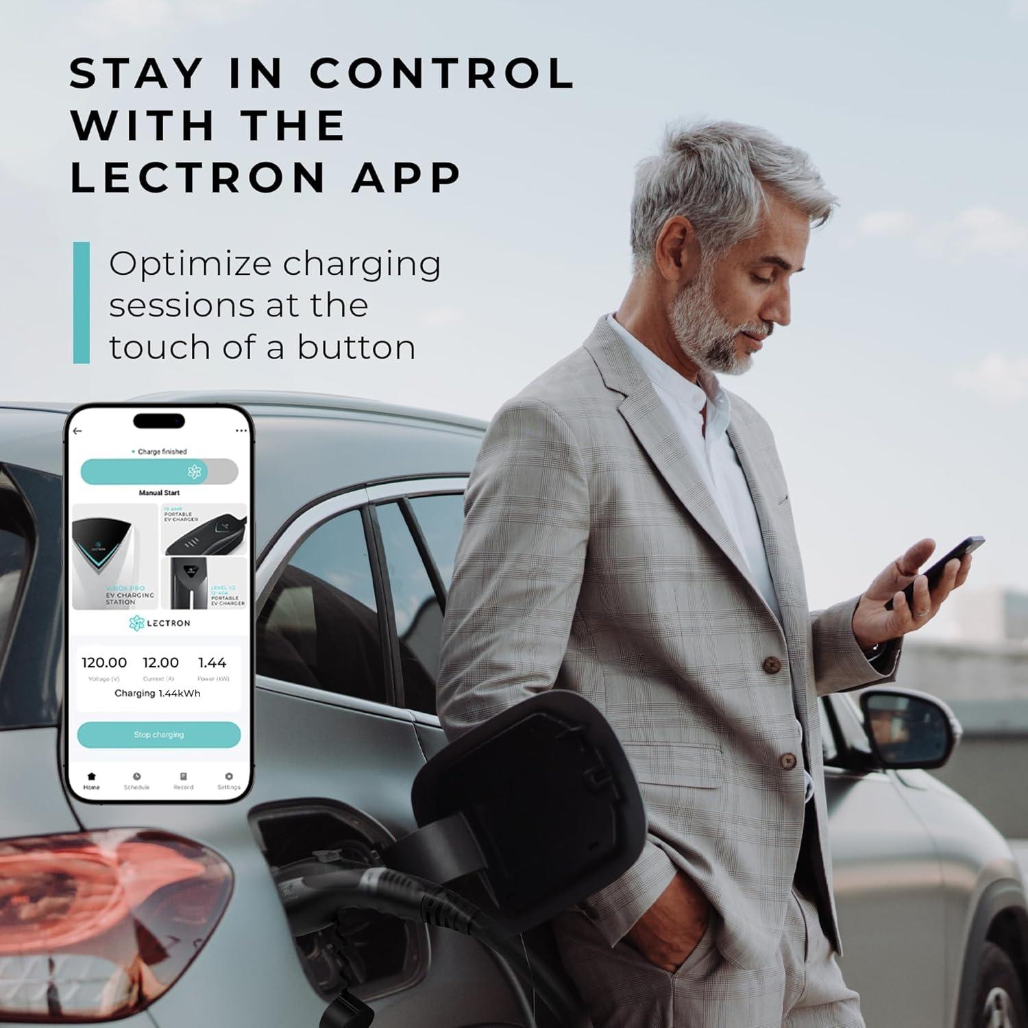 Cargador Portátil Lectron J1772 Nivel 1 12A 120V con App WiFi