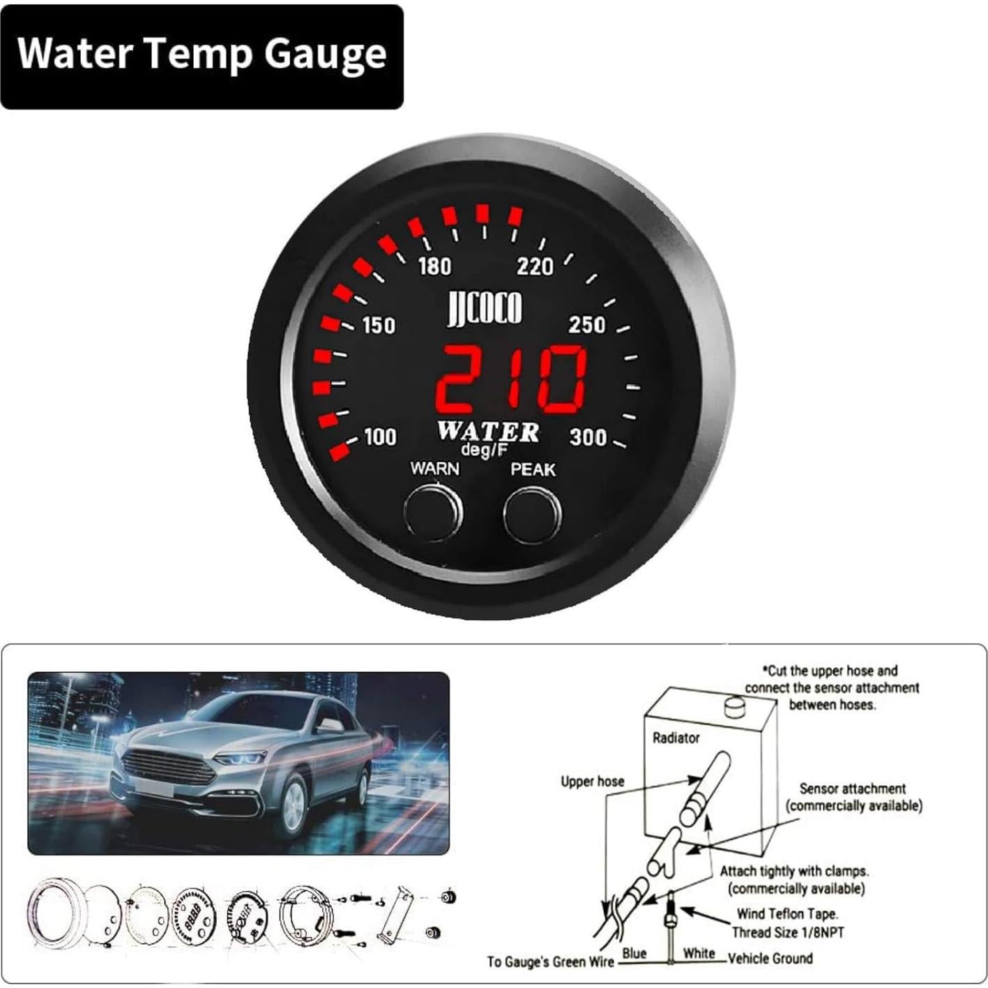 Medidor de Temperatura del Agua 52mm Universal + Sensor AFR