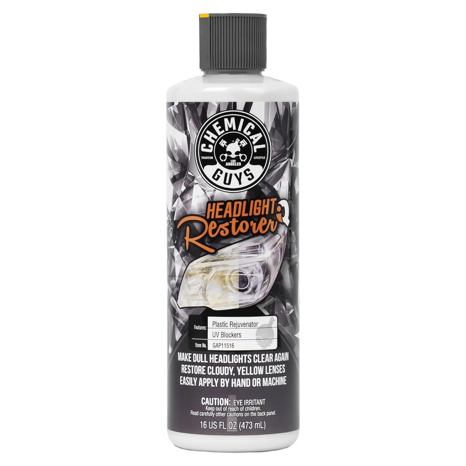 Chemical Guys Headlight Restore and Protect - Cleans, Restores Clarity, and Protects Headlights from Future Fading, Safe for Trucks, SUVs, Motorcycles, RVs & More - 16 oz