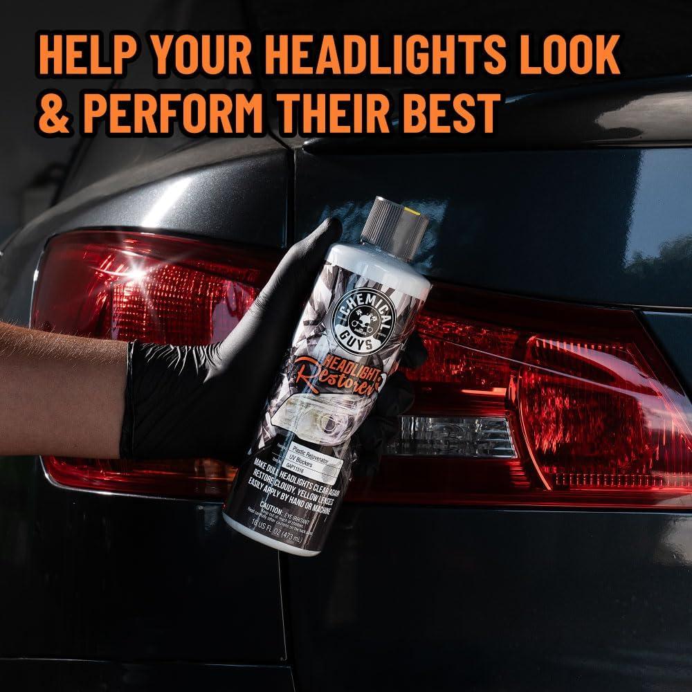 Chemical Guys Headlight Restore and Protect - Cleans, Restores Clarity, and Protects Headlights from Future Fading, Safe for Trucks, SUVs, Motorcycles, RVs & More - 16 oz
