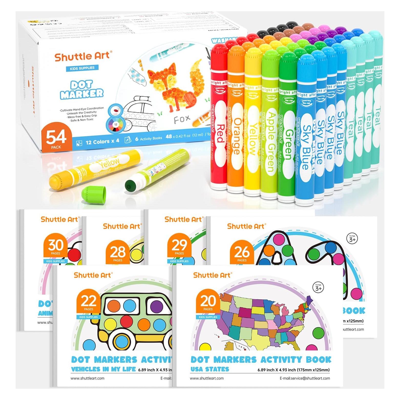 Marcadores de Puntos Shuttle Art 48 Unidades + 6 Libros Actividades