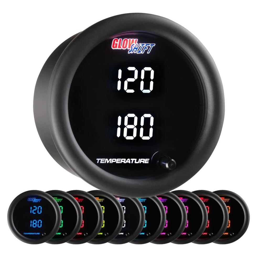 Medidor de Temperatura Dual Digital GlowShift 52mm 10 Colores
