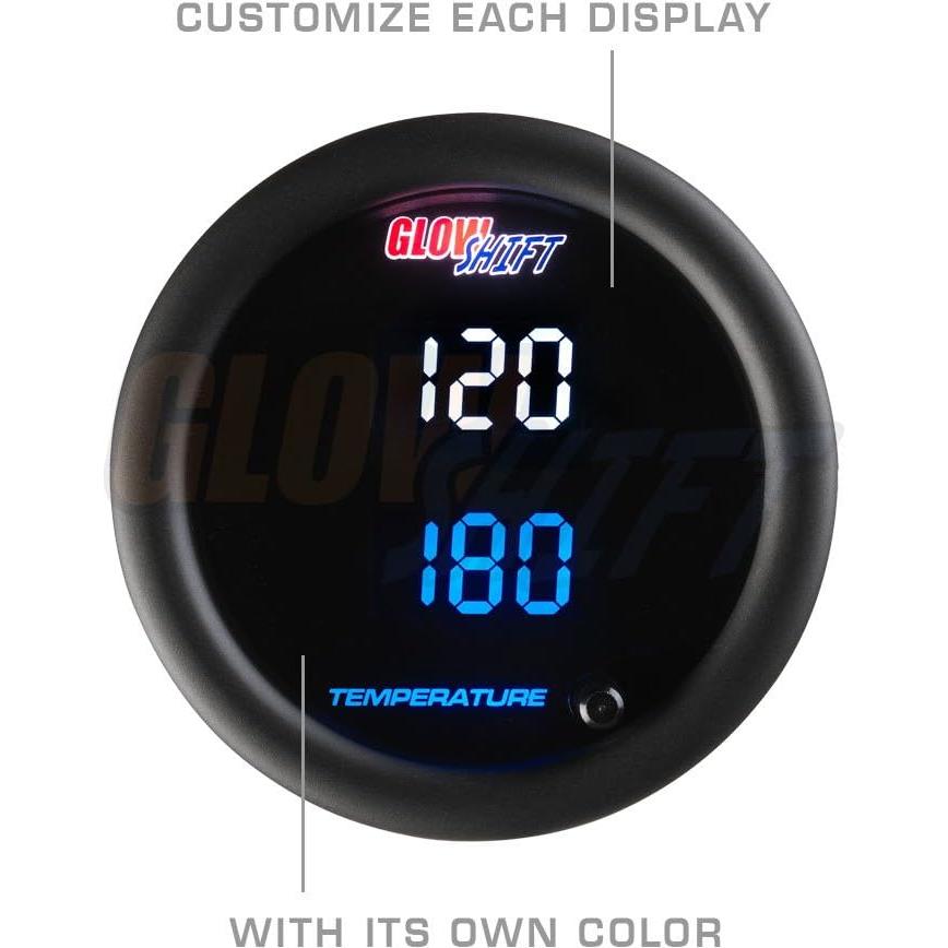 Medidor de Temperatura Dual Digital GlowShift 52mm 10 Colores
