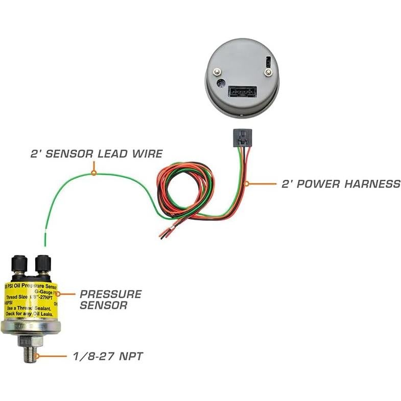 Medidor de Presión de Aceite GlowShift Tinted 100 PSI 52mm