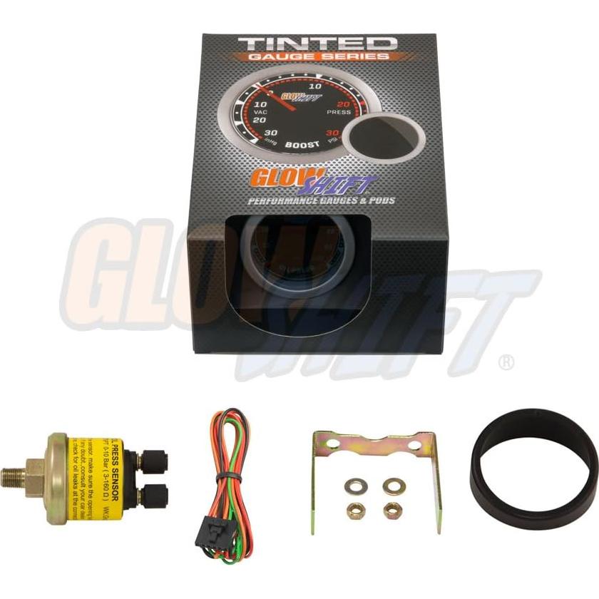 Medidor de Presión de Aceite GlowShift Tinted 100 PSI 52mm