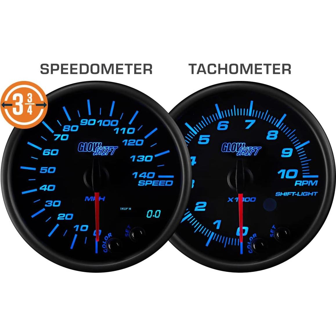 Conjunto de Medidores GlowShift Negro 7 Color 6 en 1