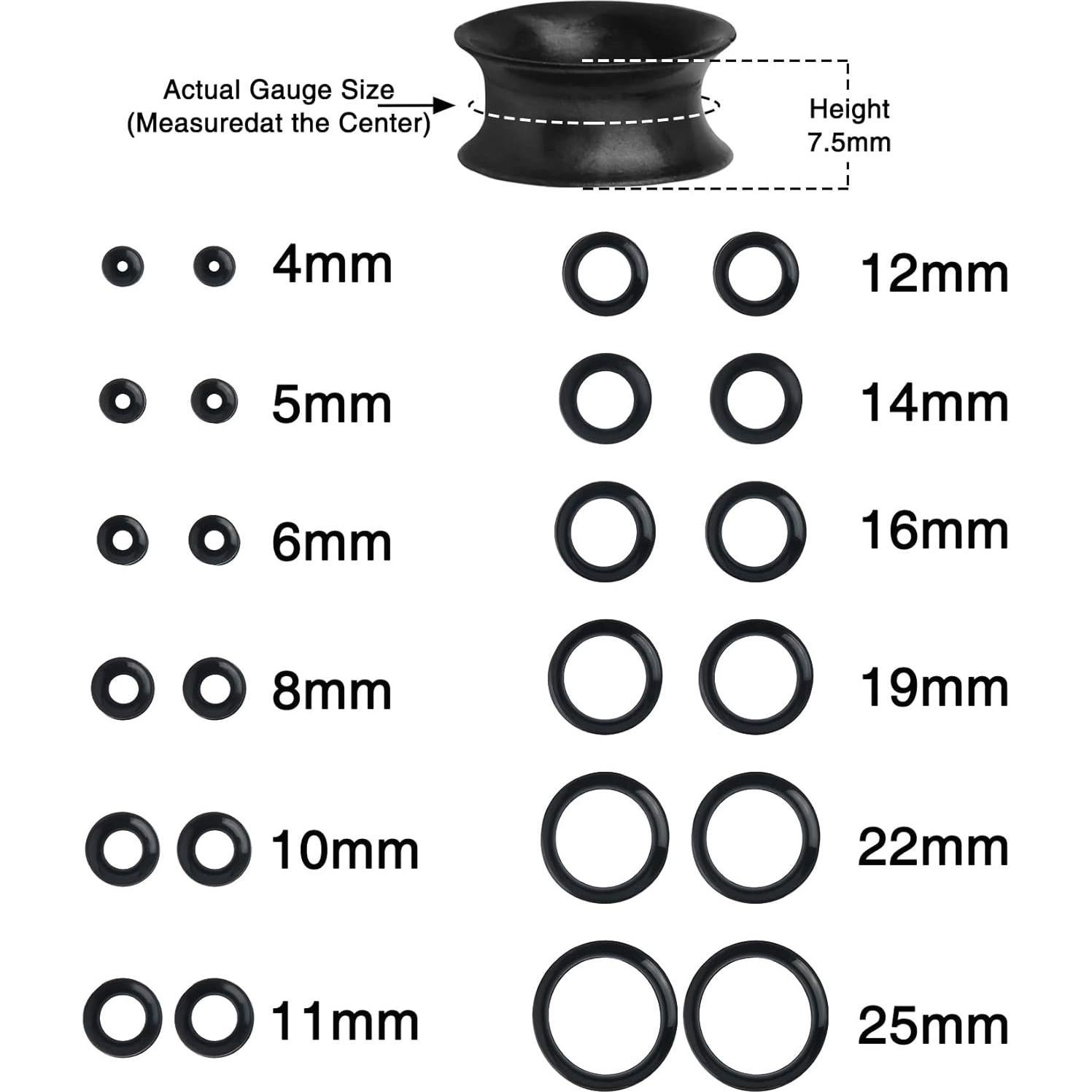 OUFER 8 Tapones de Silicona Suave para Orejas 00g a 7/8"