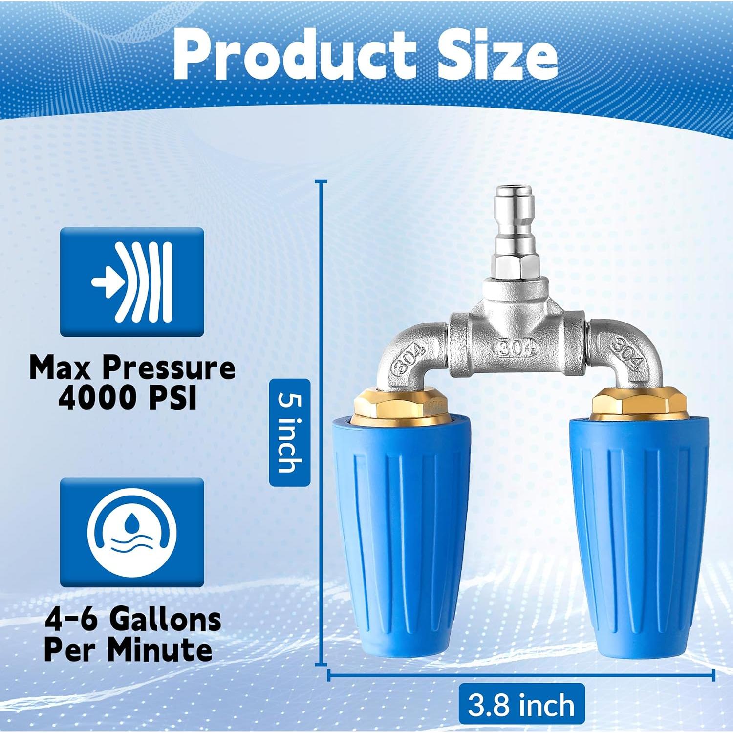 Boquilla Turbo Doble TasuoX 4000 PSI 2.0mm Conexión Rápida