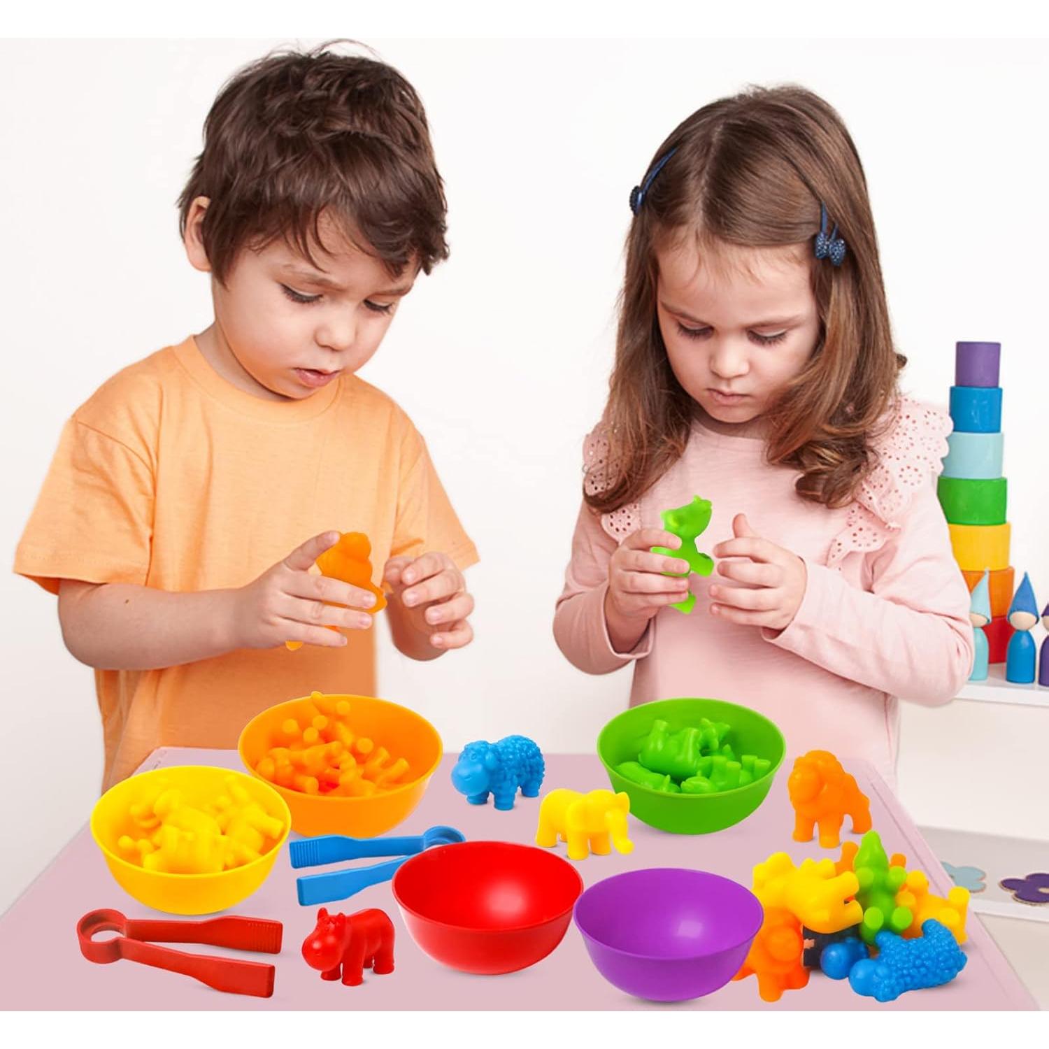 Juguetes de Clasificación RAEQKS con Animales y Cuencos 36 Piezas