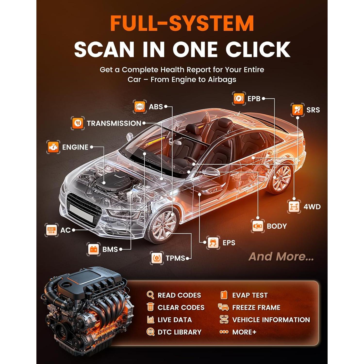 Escáner de Diagnóstico Automotriz ANCEL DS500BT Completo